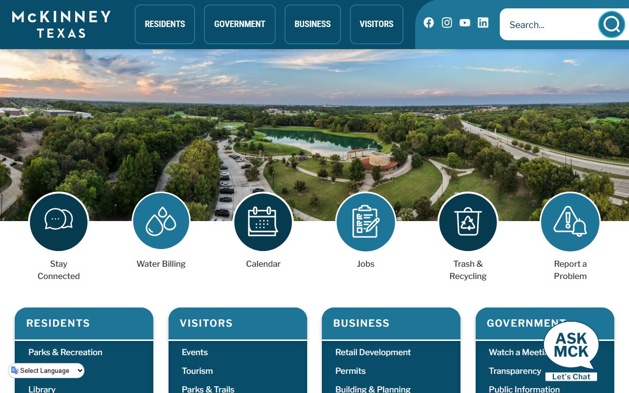 City of McKinney website for McKinney background check records