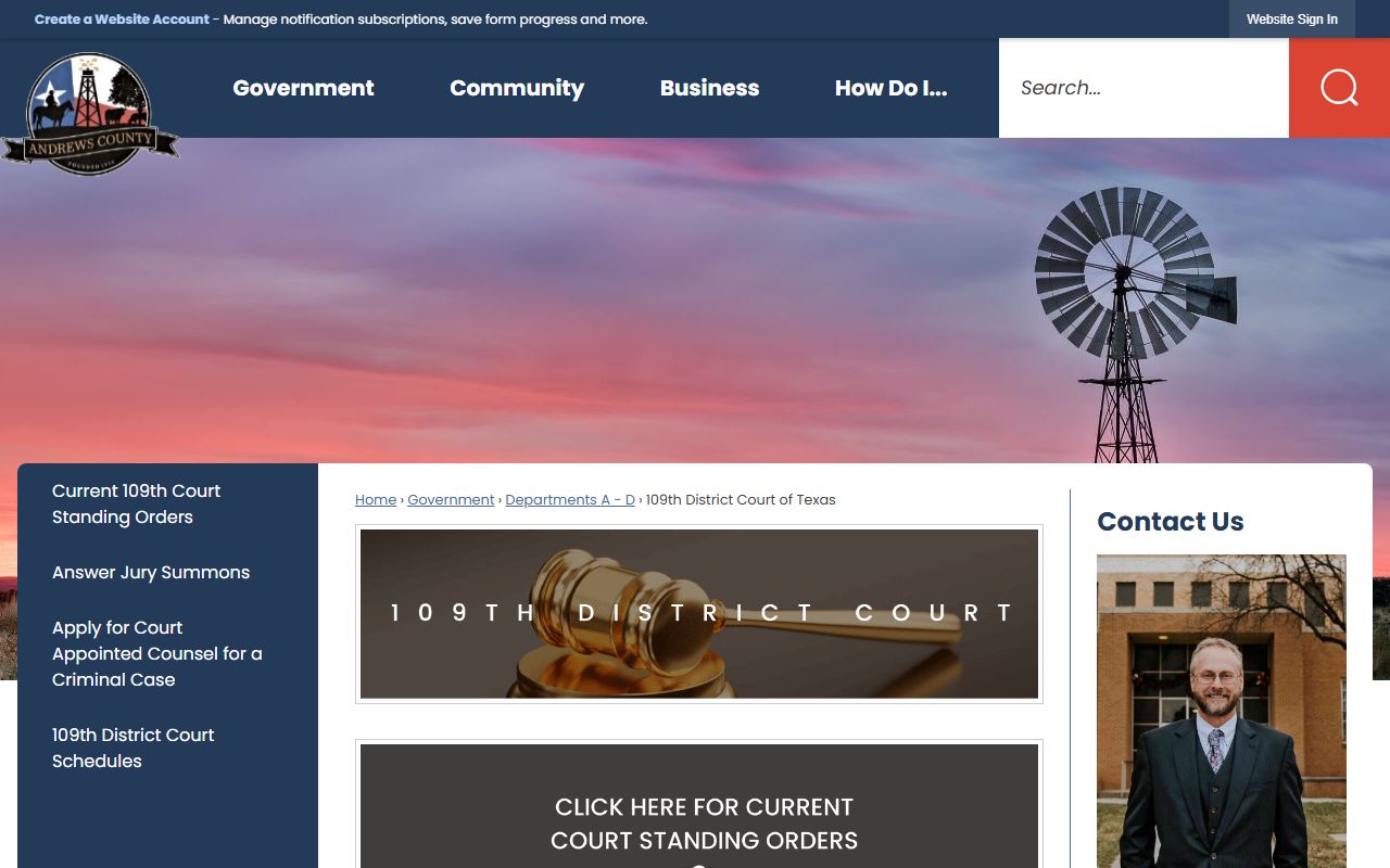 109th District Court serving Andrews County background check records and criminal cases