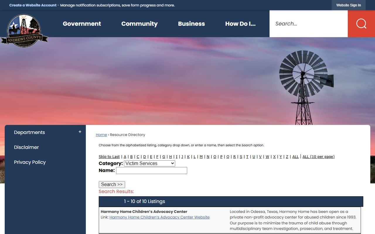 Andrews County Sheriff arrest records and background check information page