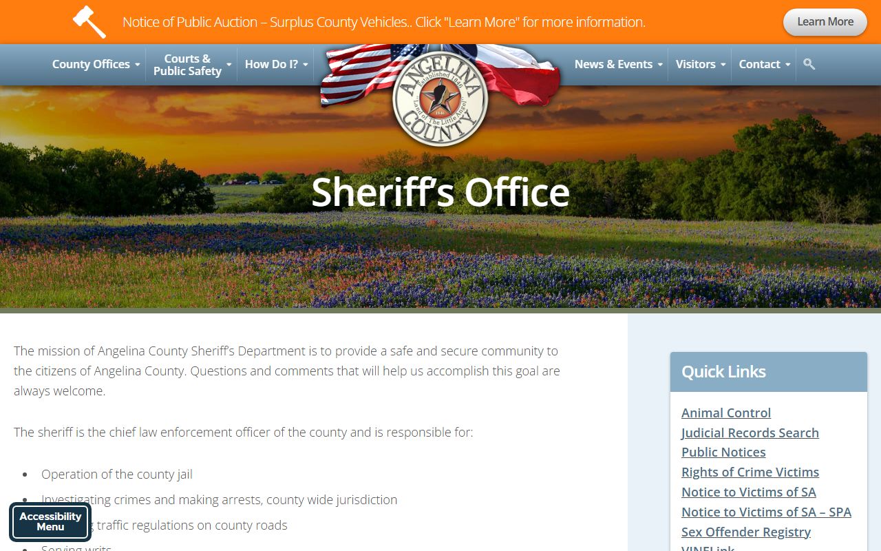 Angelina County Texas background check records