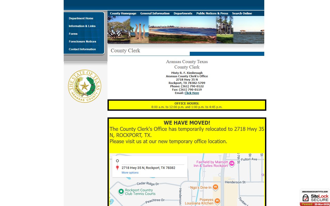 Aransas County Texas background check records