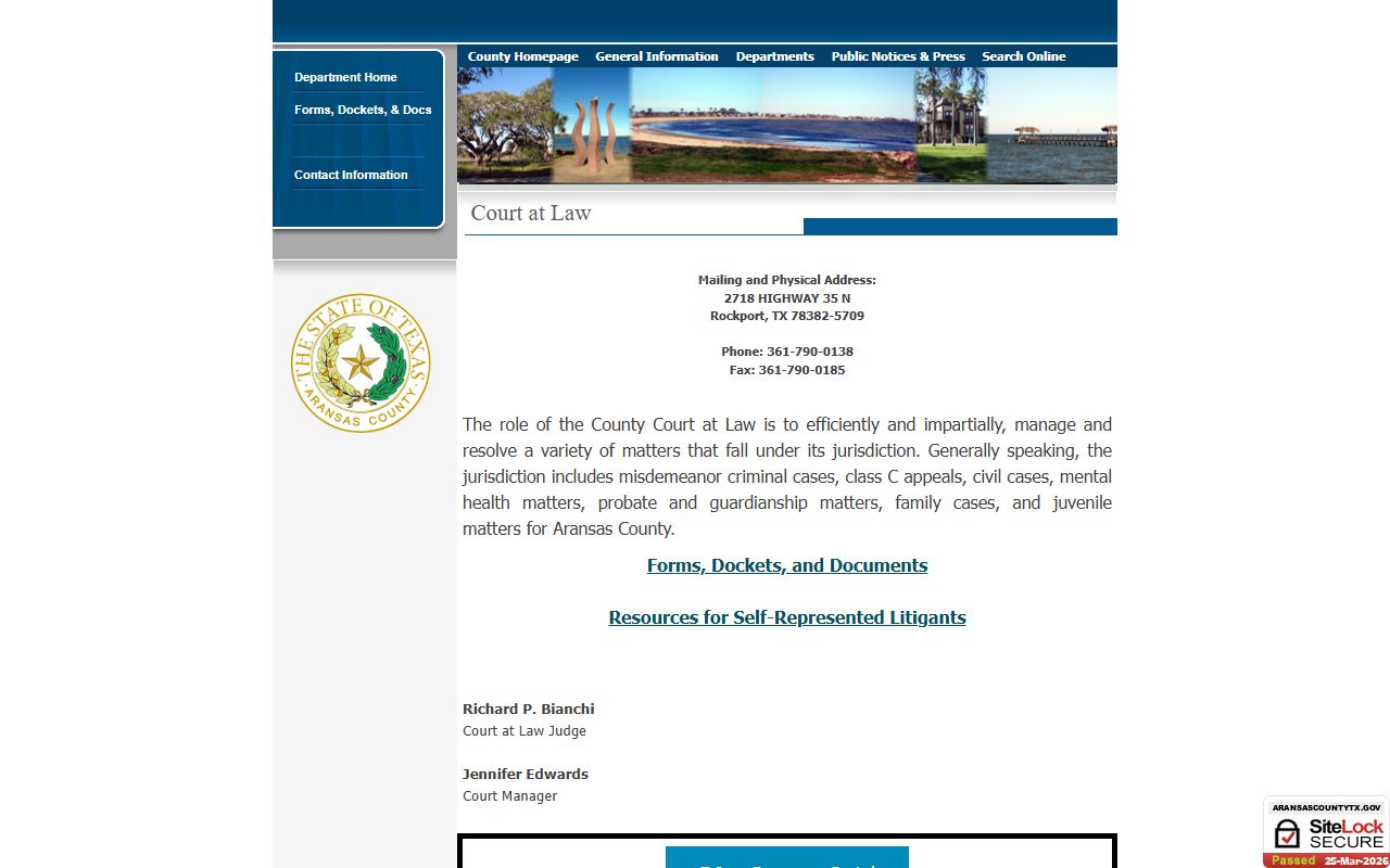 Aransas County Texas background check records