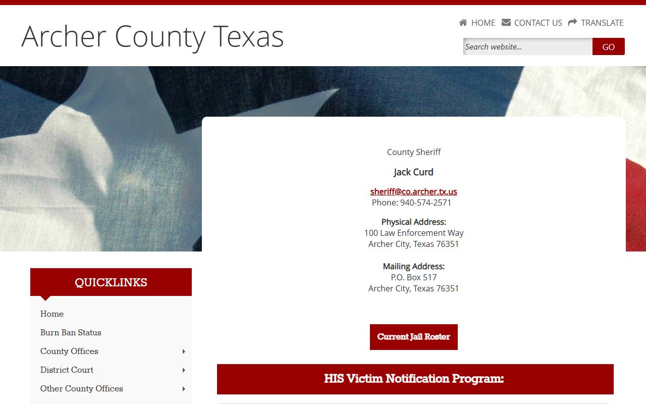 Archer County Texas background check records