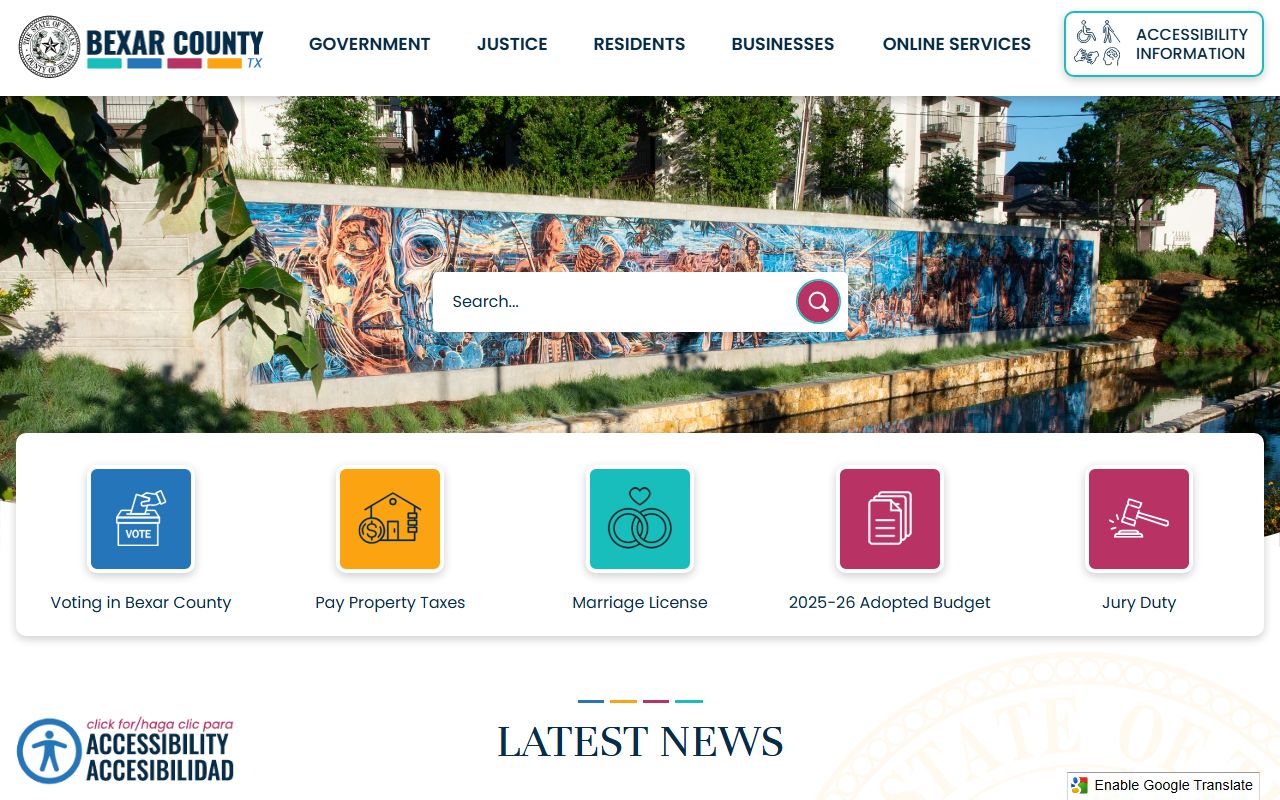 Bexar County website for background check records