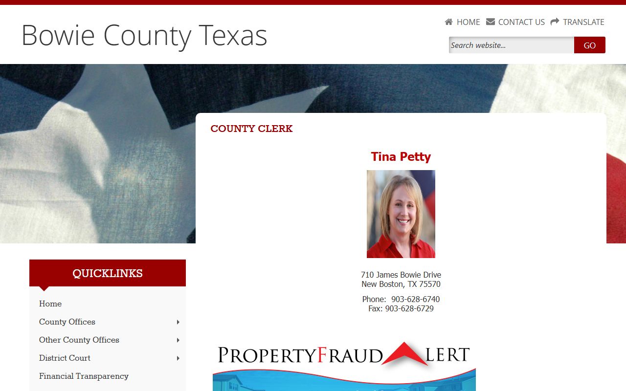 Bowie County Texas background check records county clerk page