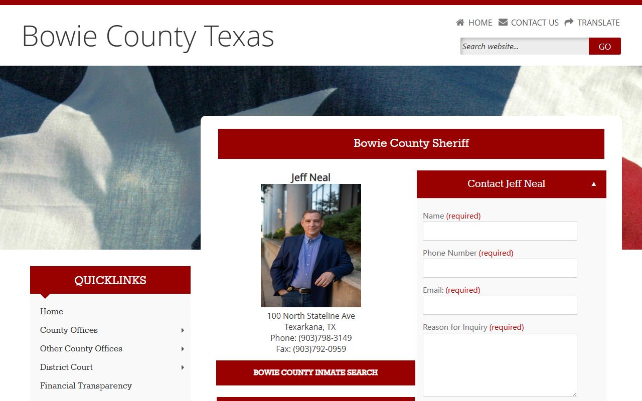 Bowie County Sheriff arrest records and background check information