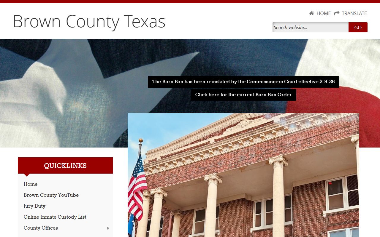 Brown County official website for background check records