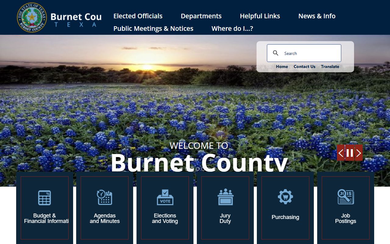Burnet County official website for background check records