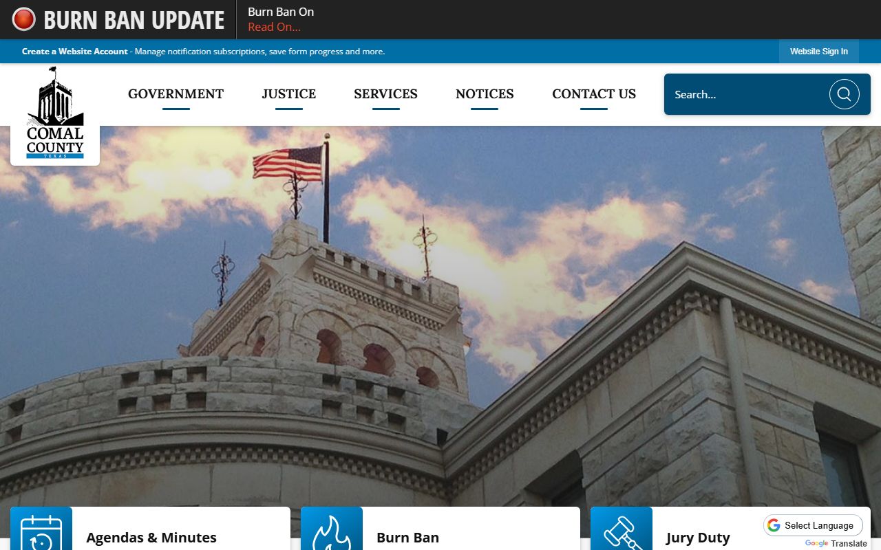 Comal County website for background check records access