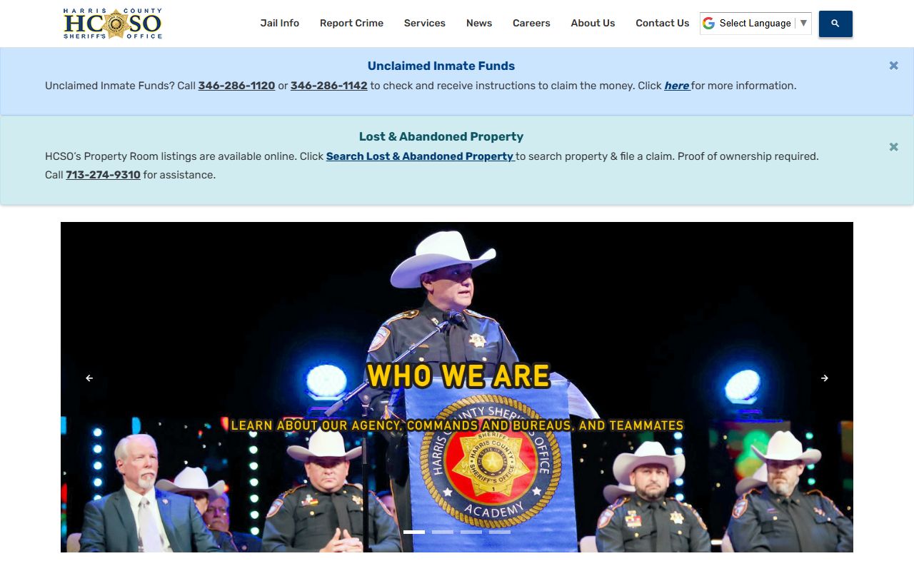 Harris County Sheriff arrest records and background check page