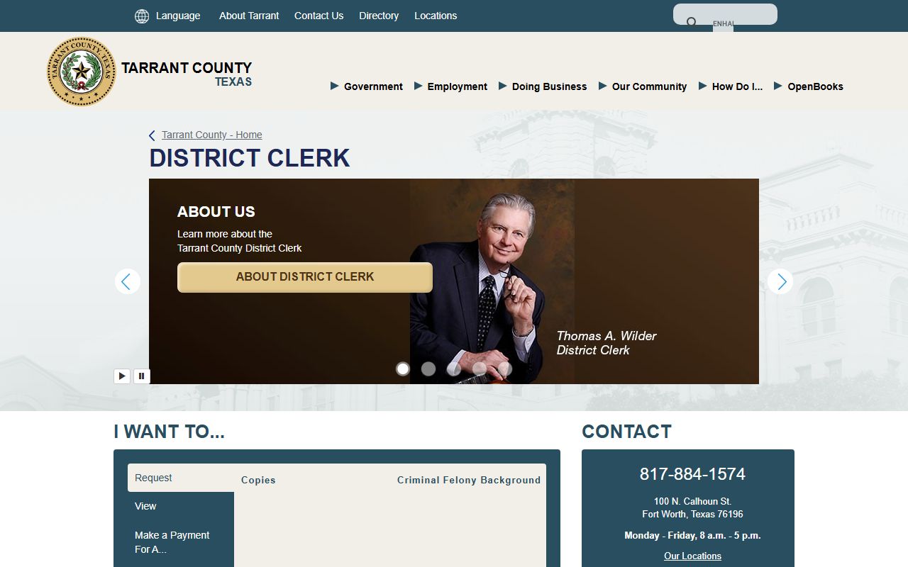 Tarrant County District Clerk background check records portal