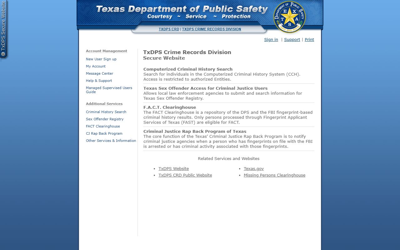 Texas FACT Clearinghouse login - Texas background check fingerprint records