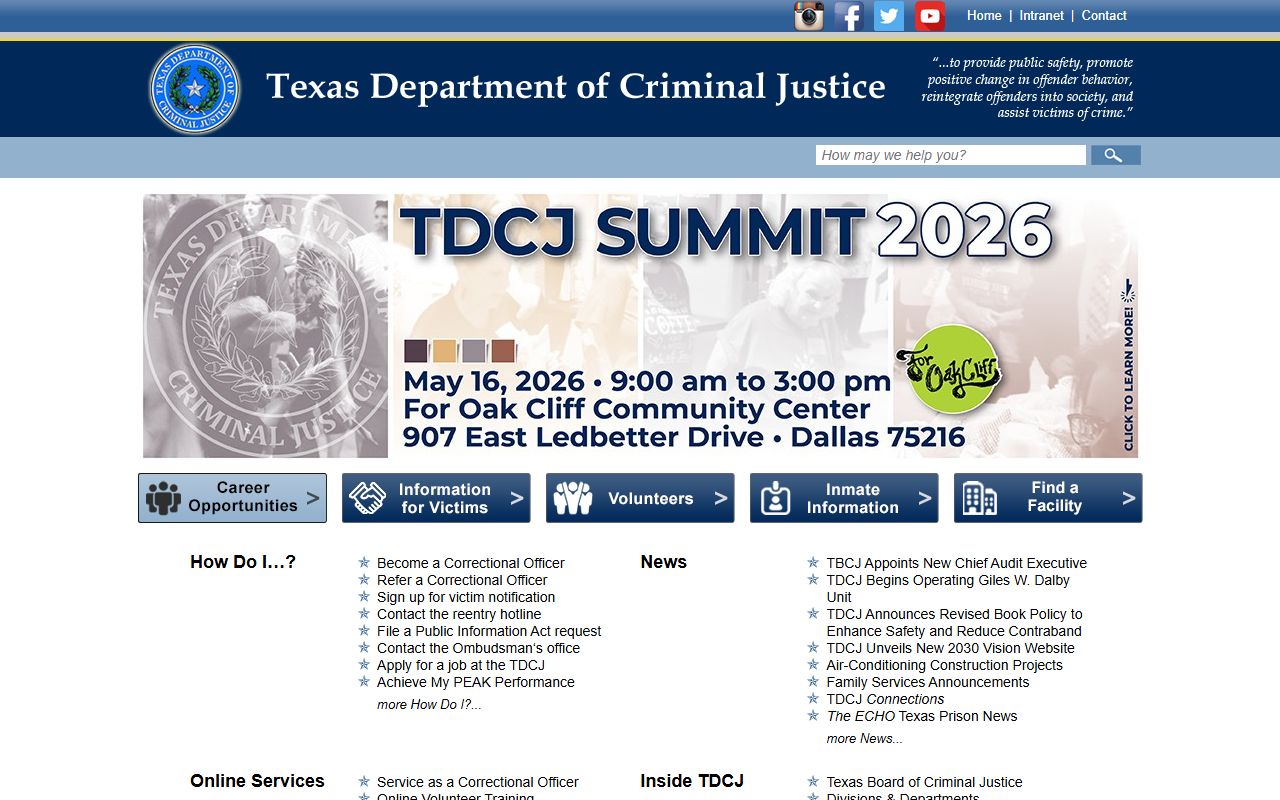 Texas TDCJ inmate search - background check corrections records