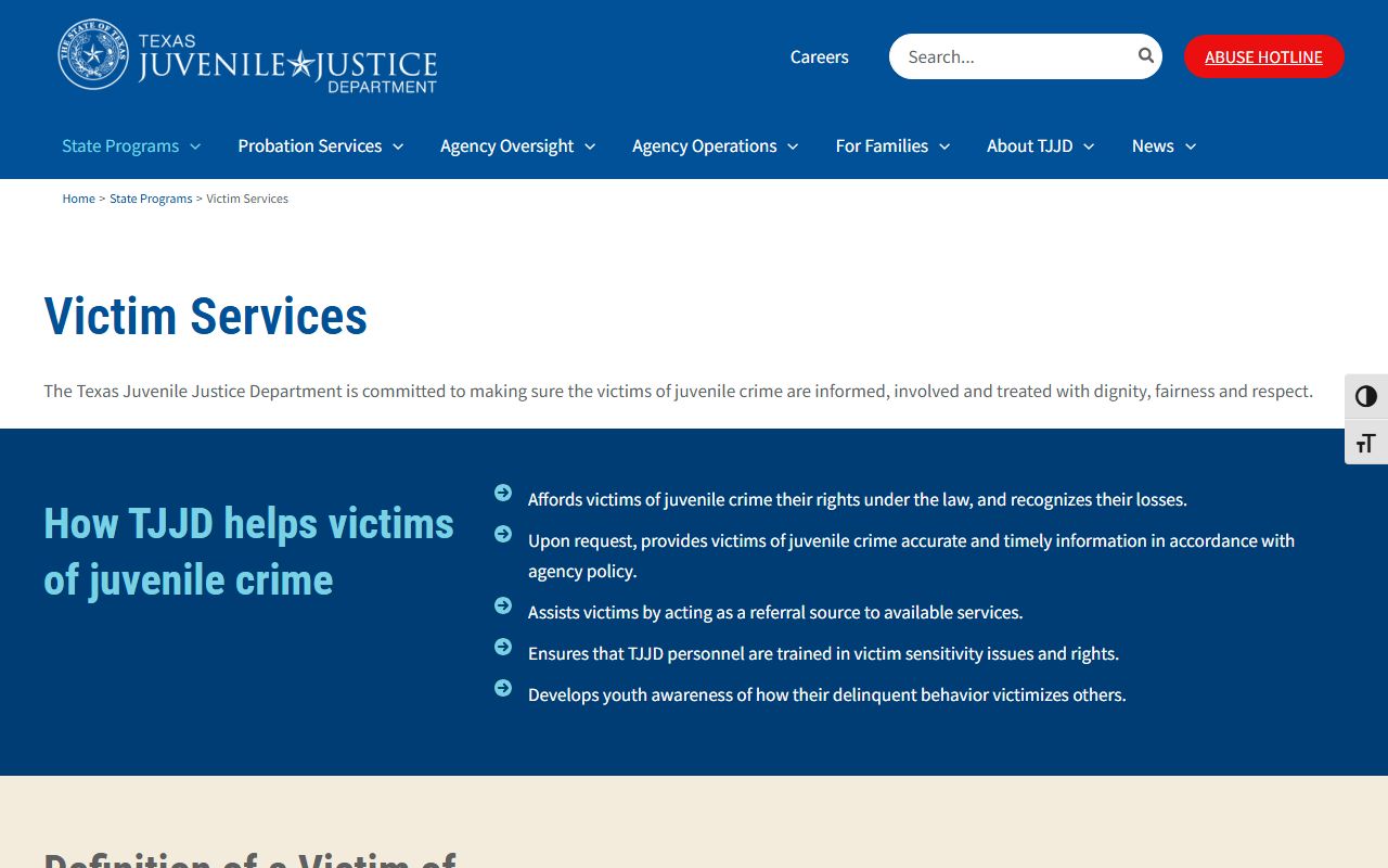 TJJD victim services - Texas juvenile justice background check
