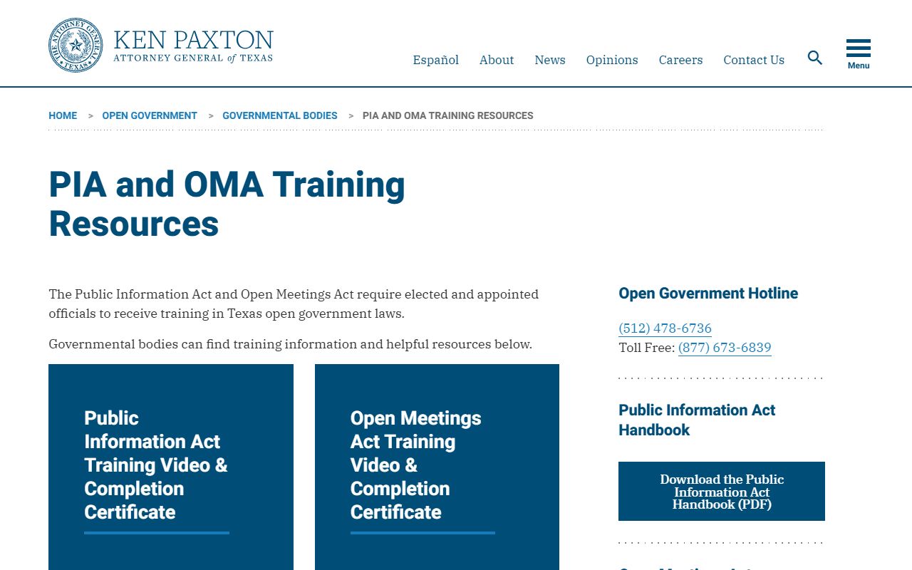 Texas PIA handbook - public information act background check request